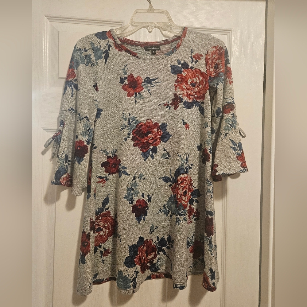 Floral Kids Casual Dress - Gray and Red